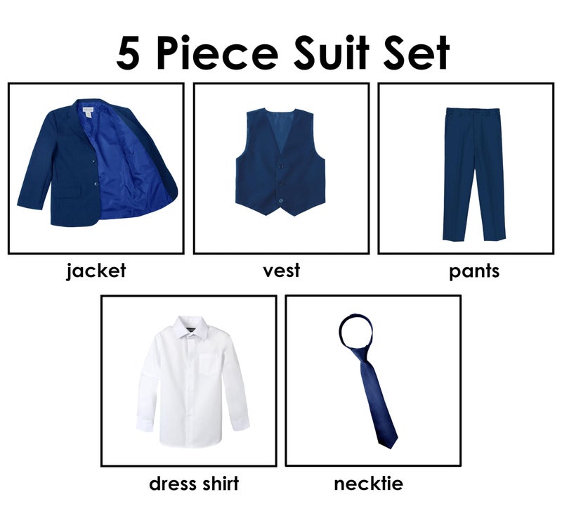 Spring Notion Big Boys' Modern Fit Blue Suit Set 07 - Image 4